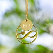 Heart Infinity Necklace with Engraved Initial Pendant