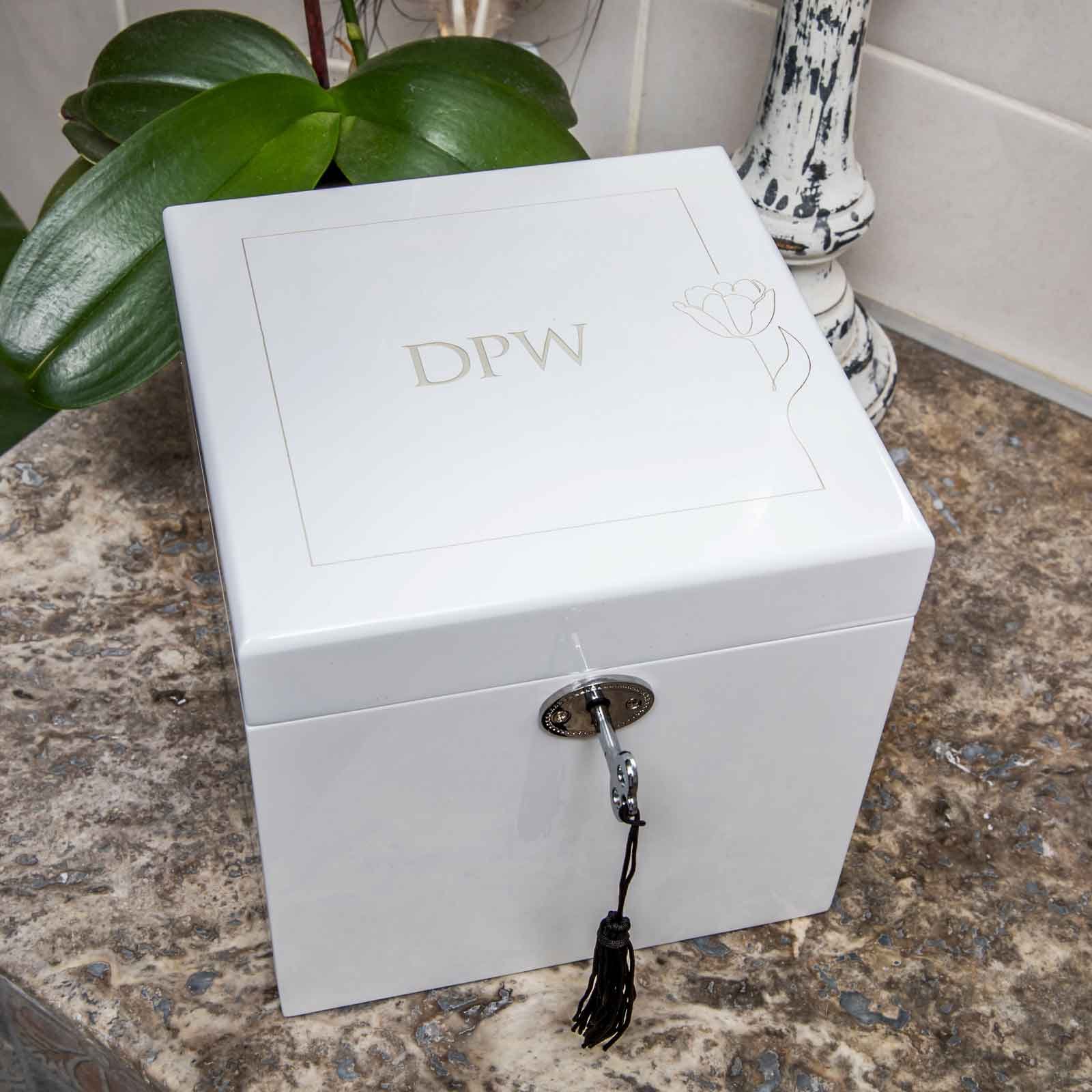 Engraved Large White Luxury Jewellery Box