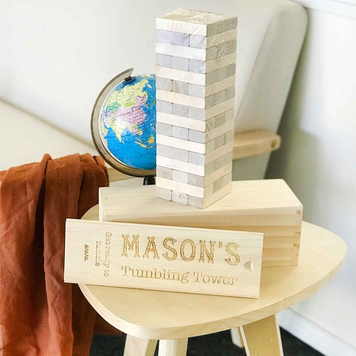 Engraved Wooden Tumbling Tower Kids Birthday Gift