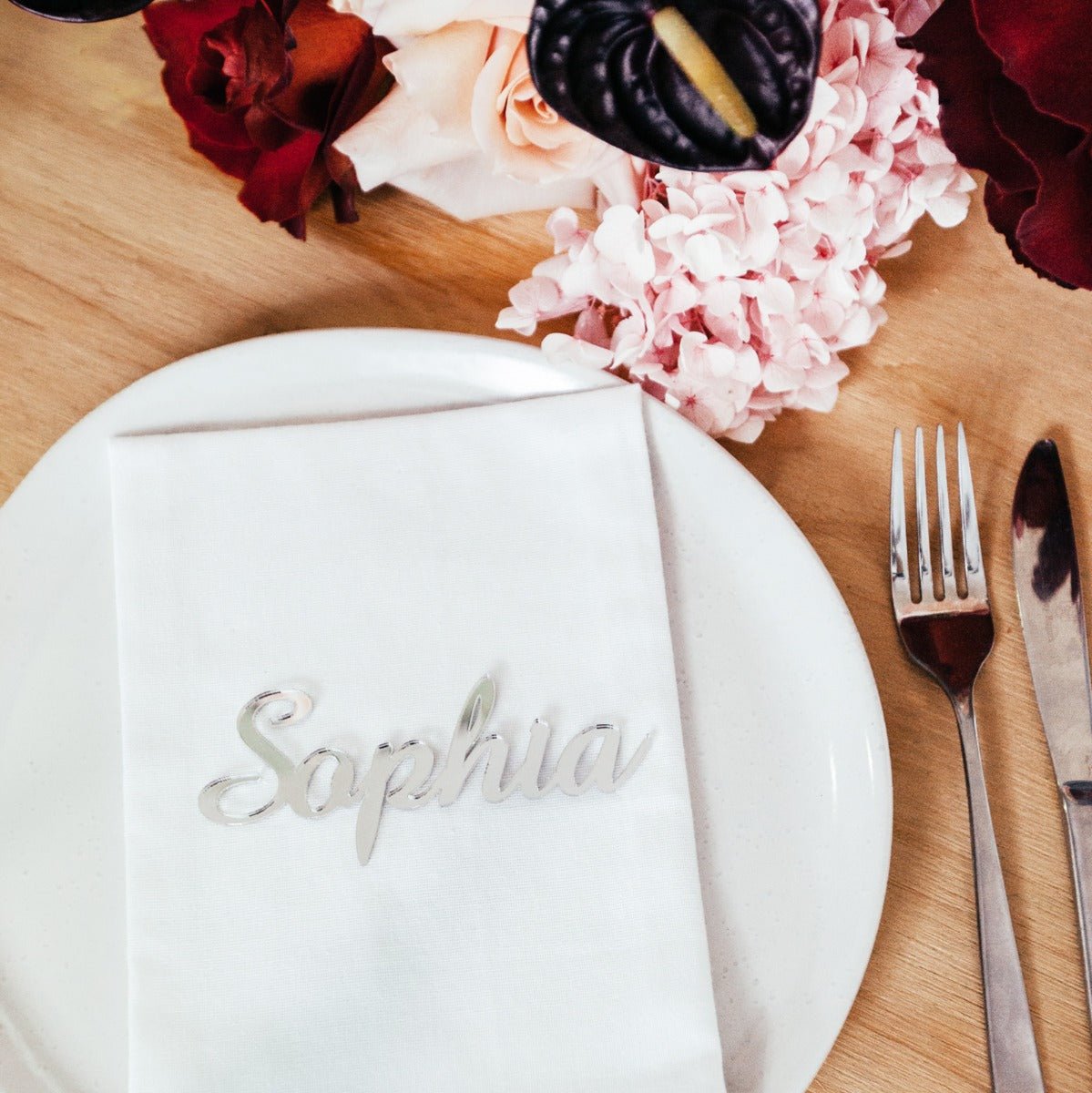 Laser Cut Mirror Acrylic Name Placecards