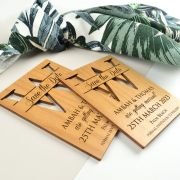 Laser Cut and Engraved Wooden Save the Date