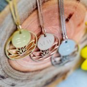 Lotus Necklace with Engraved Initial Pendant