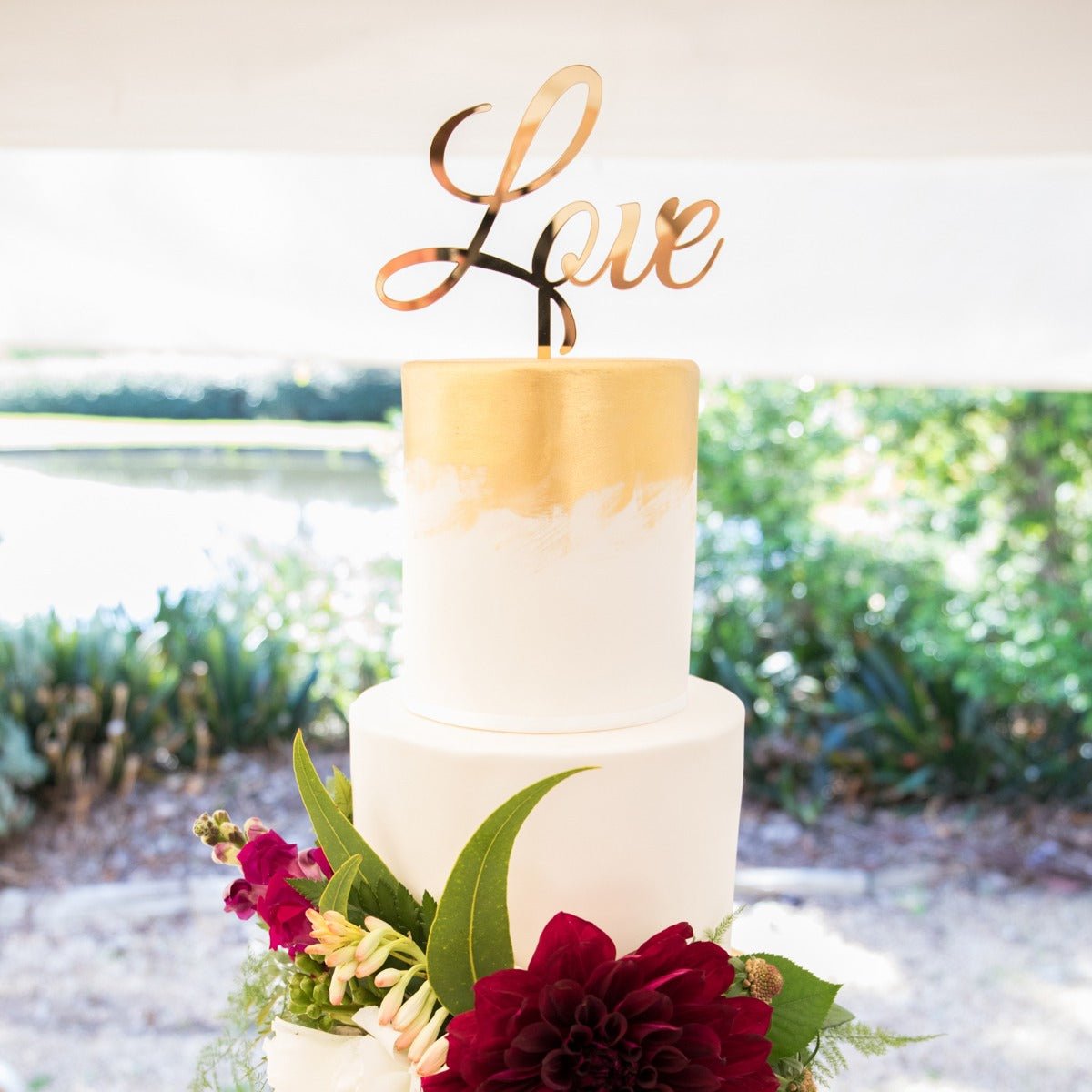 Love Script Mirror Acrylic Cake Topper