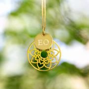 Mandala Necklace with Engraved Initial Pendant