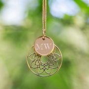Mandala Necklace with Engraved Initial Pendant