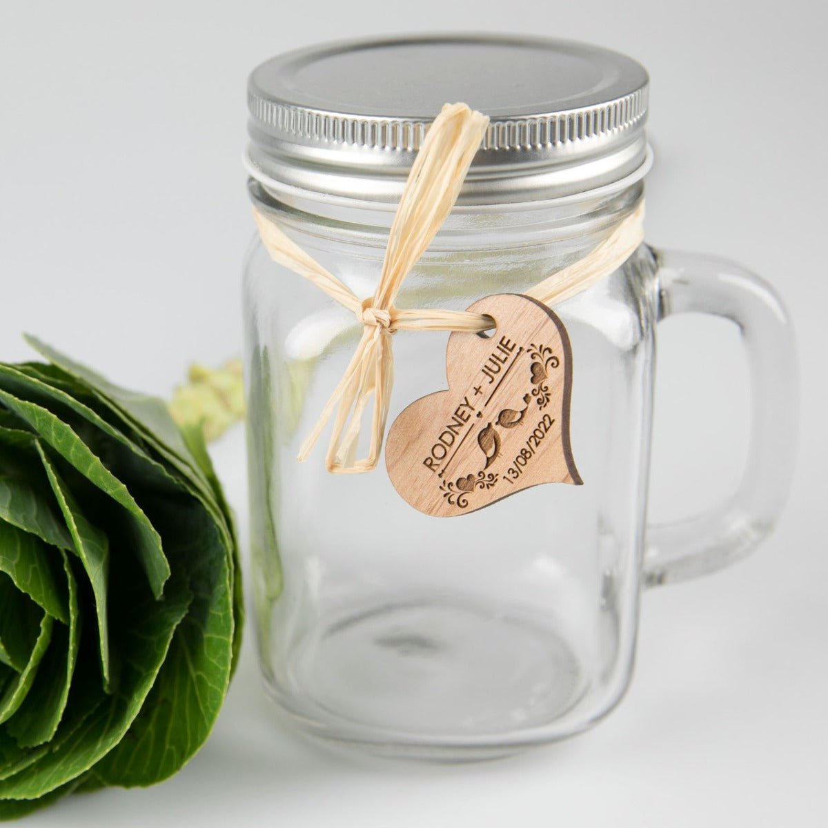 400ml Mason Jar Glass Mug with Gift Tag