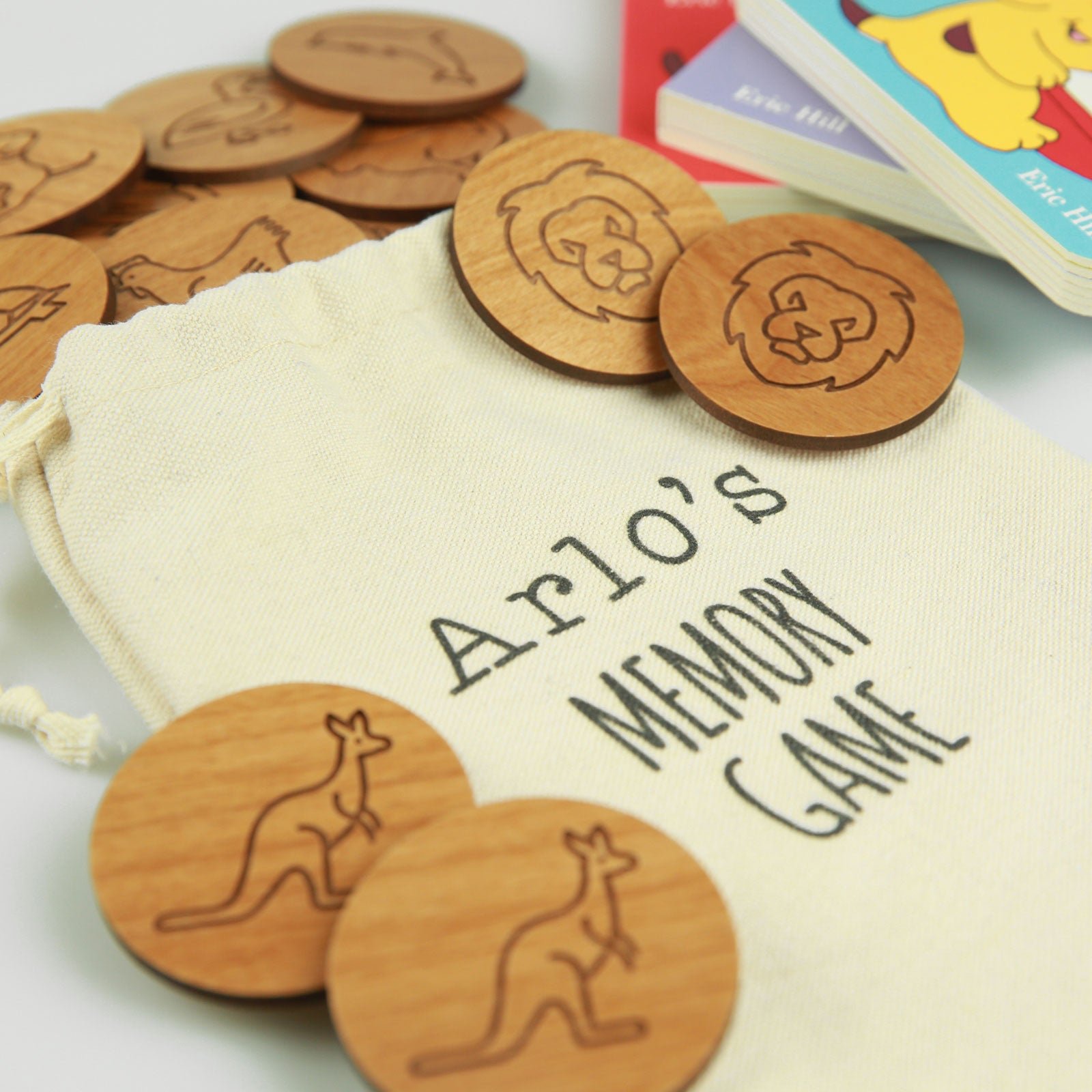 Engraved Wooden Animal Memory Game