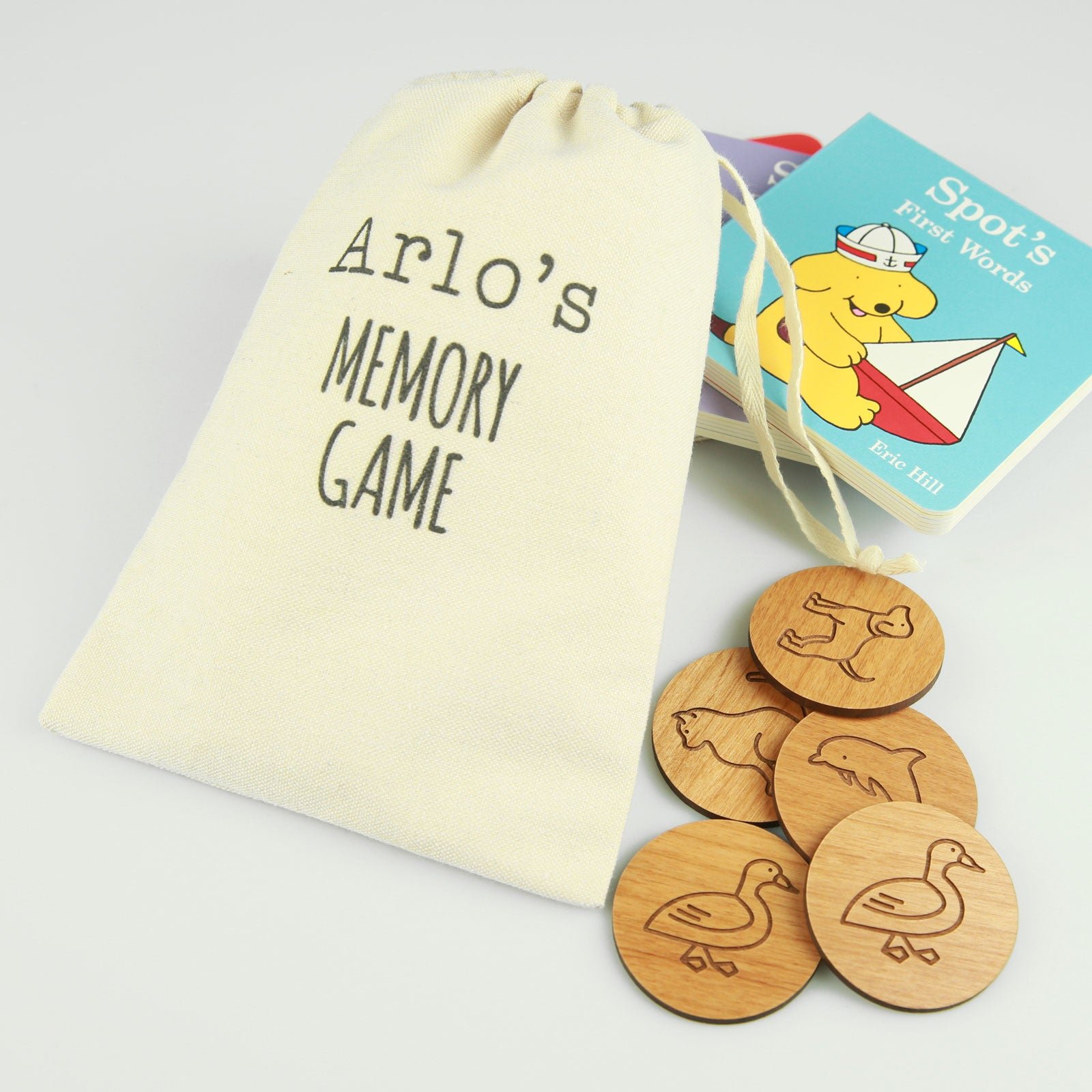 Engraved Wooden Animal Memory Game