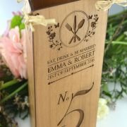 Engraved Wooden Wedding Menu Table Number Centrepiece