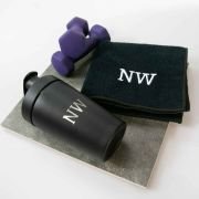 Engraved Protein Shaker and Embroidered Gym Towel Value Set