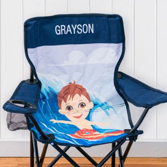 Embroidered Surfer Kids Beach Chair
