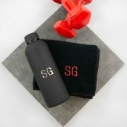 Engraved 500ml Water Bottle and Embroidered Gym Towel Value Set