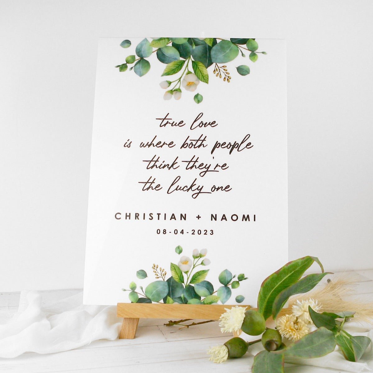 A3 Printed White Acrylic Wedding Welcome Sign