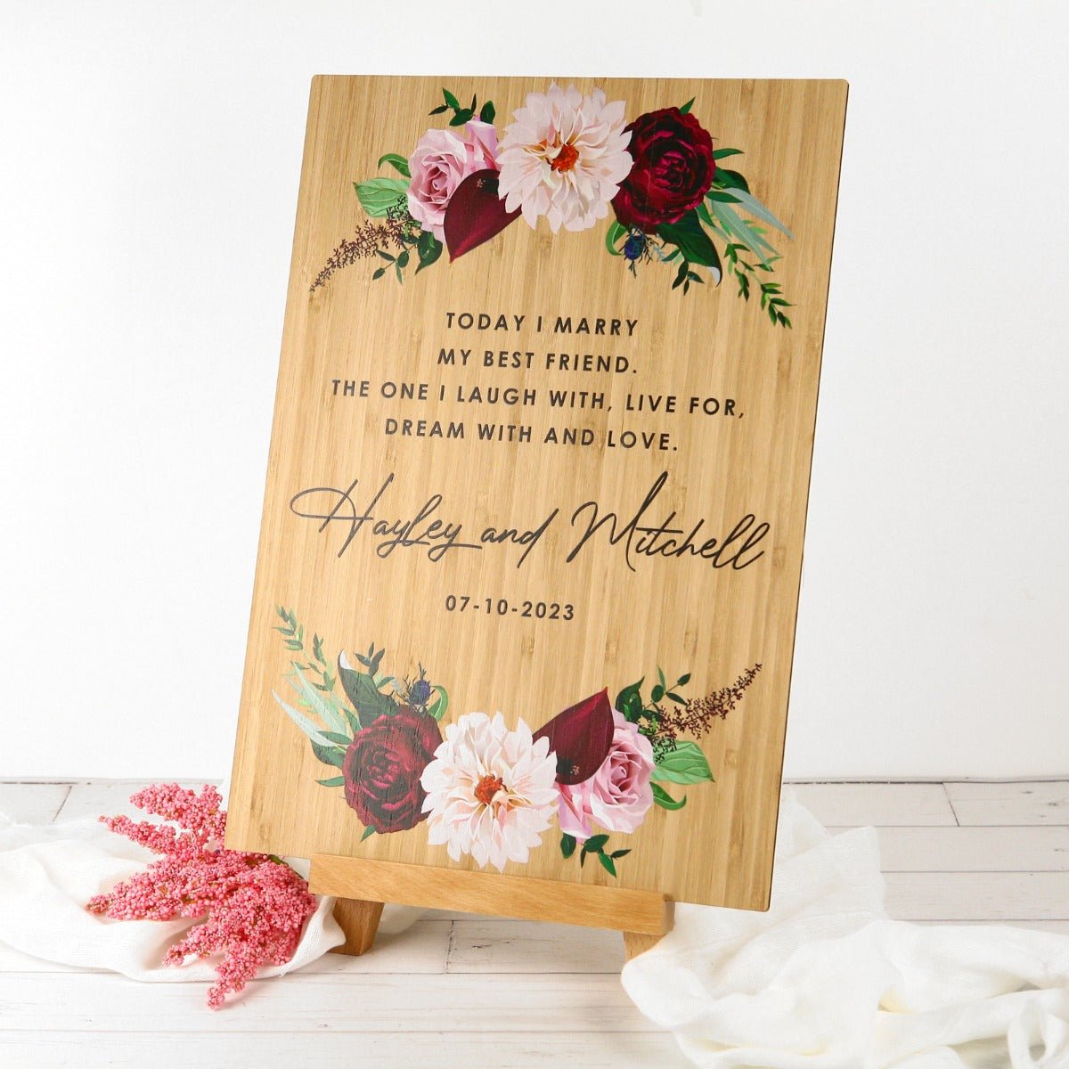 A3 Printed Bamboo Wedding Welcome Sign