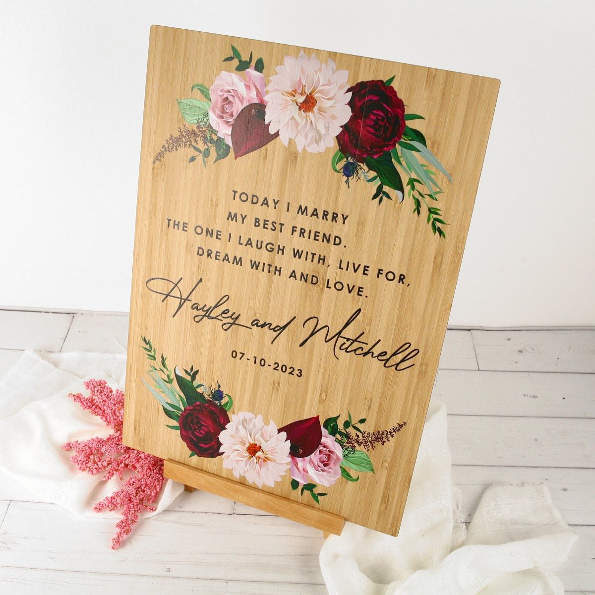 A3 Printed Bamboo Wedding Welcome Sign