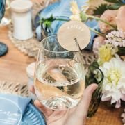 Printed Round Bamboo Place Cards for Glassware