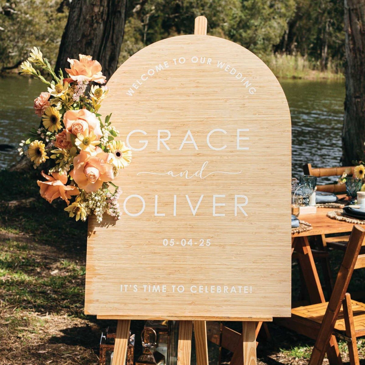 Printed A1 Size Bamboo Arch Wedding Welcome Sign