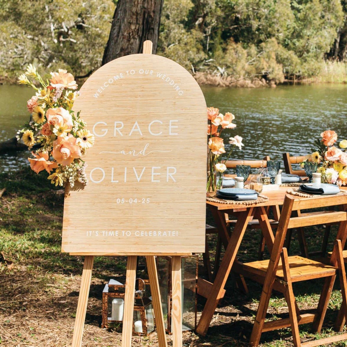 Printed A1 Size Bamboo Arch Wedding Welcome Sign