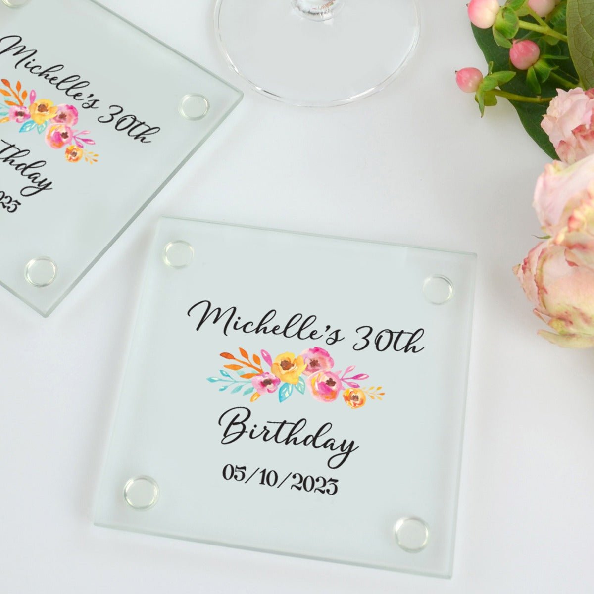 Printed Birthday Glass Coasters