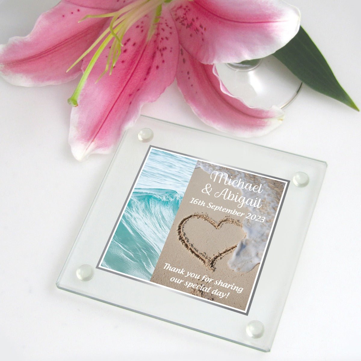 Photographic Printed Wedding Glass Coasters