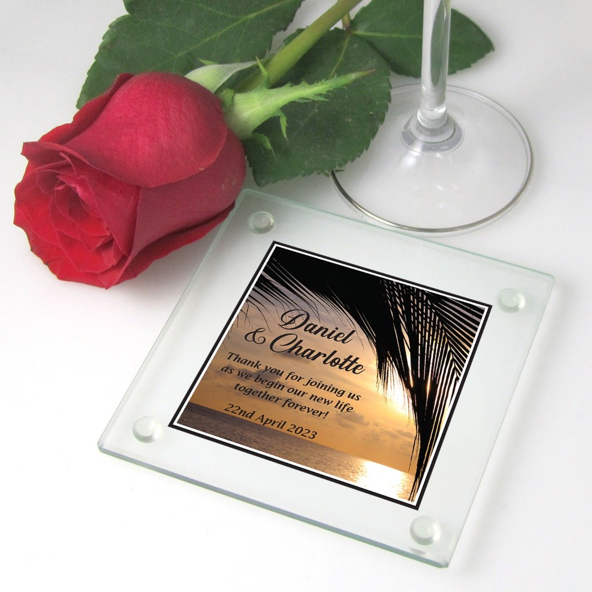 Photographic Printed Wedding Glass Coasters
