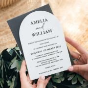Printed 5×7 White Acrylic Arch Wedding Invitations