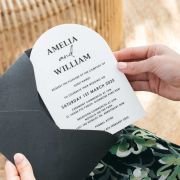 Printed 5×7 White Acrylic Arch Wedding Invitations