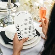 Printed White Acrylic Wedding Arch Menu