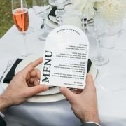 Printed White Acrylic Wedding Arch Menu