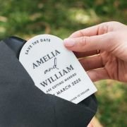 Printed White Acrylic Arch Wedding Save the Date