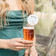 Printed Round White Acrylic Place Cards for Glassware