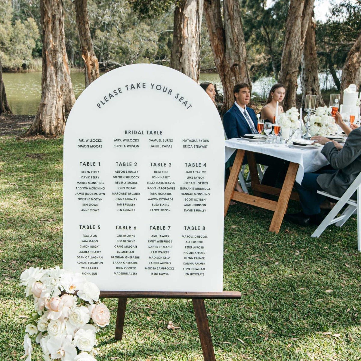 Printed A1 Size White Acrylic Arch Wedding Seating Chart
