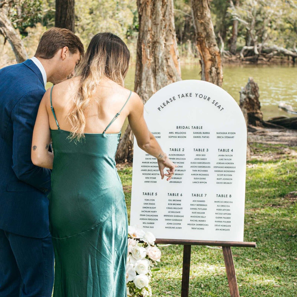 Printed A1 Size White Acrylic Arch Wedding Seating Chart