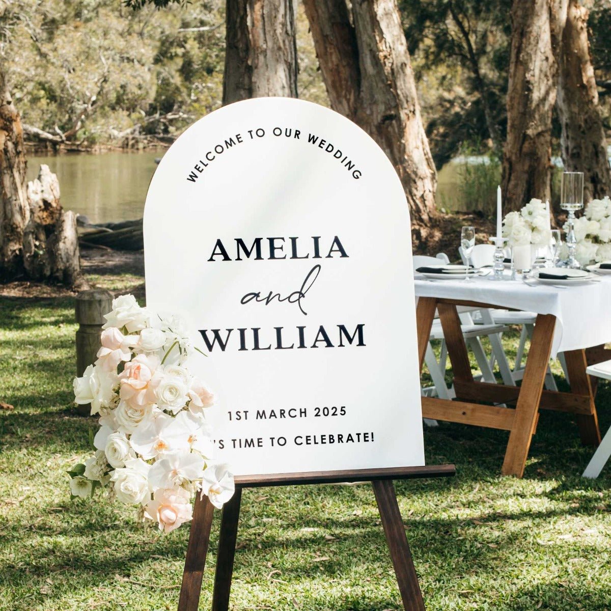 Printed A1 Size White Acrylic Arch Wedding Welcome Sign