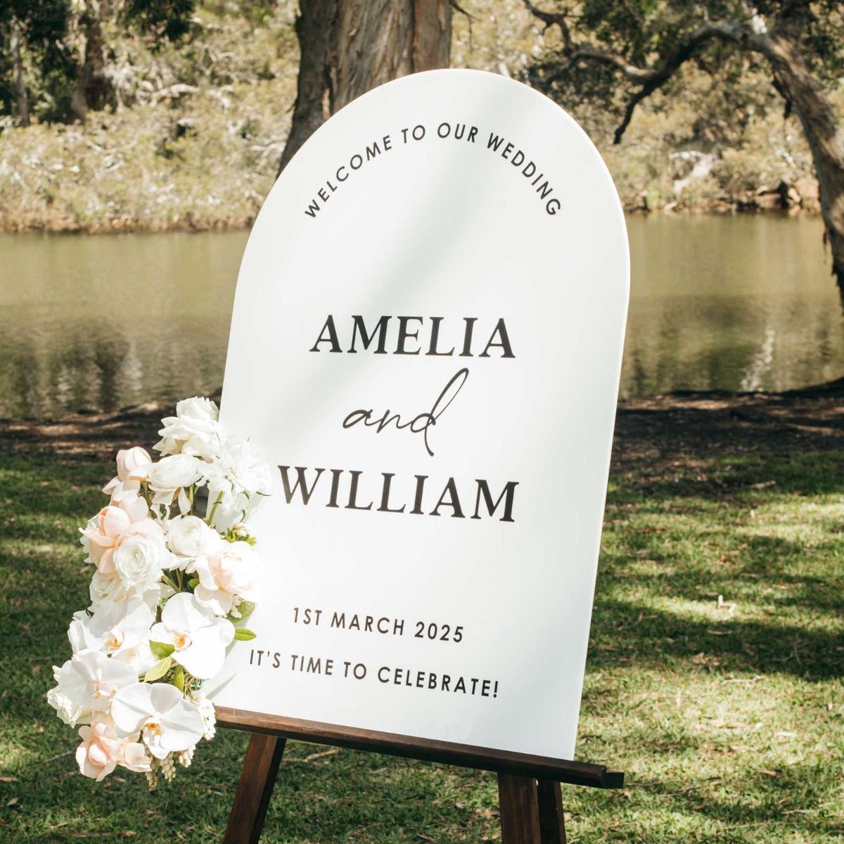 Printed A1 Size White Acrylic Arch Wedding Welcome Sign