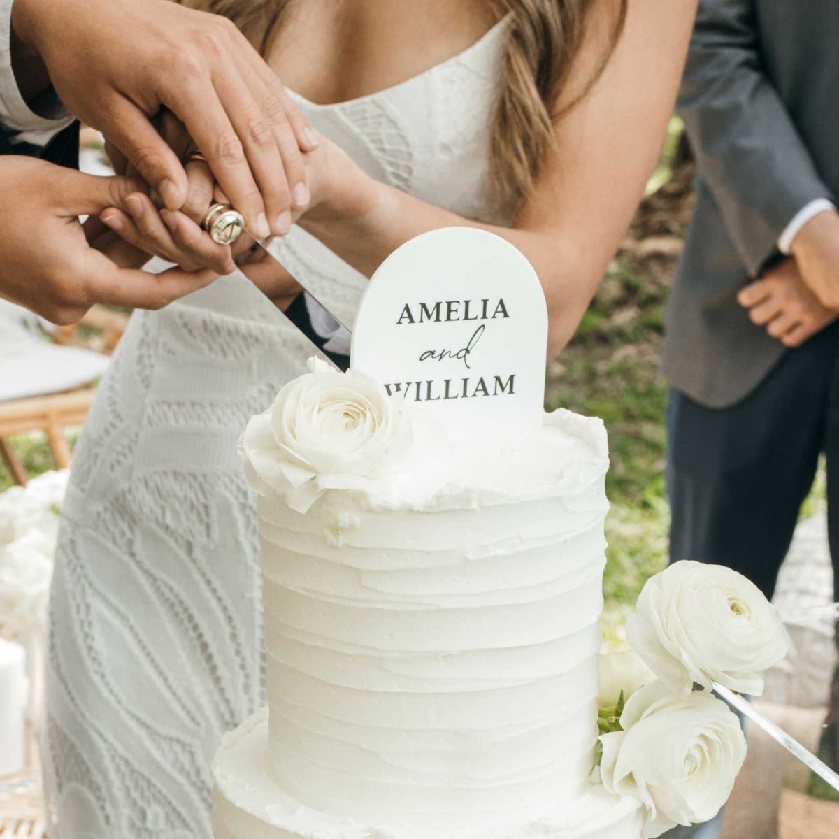 Printed White Acrylic Wedding Arch Cake Topper