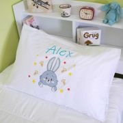 Printed White PolyCotton Bunny Rabbit Kids Pillowcase