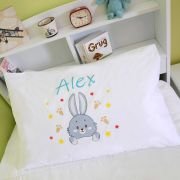 Printed White PolyCotton Bunny Rabbit Kids Pillowcase