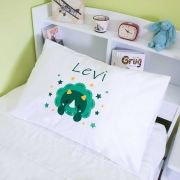 Printed White PolyCotton Dinosaur Kids Pillowcase