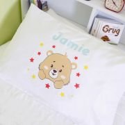 Printed White PolyCotton Teddy Bear Kids Pillowcase