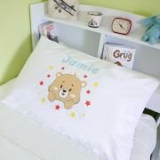 Printed White PolyCotton Teddy Bear Kids Pillowcase