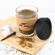 Engraved Promotional Cork Band Reusable Glass Coffee Keep Cup