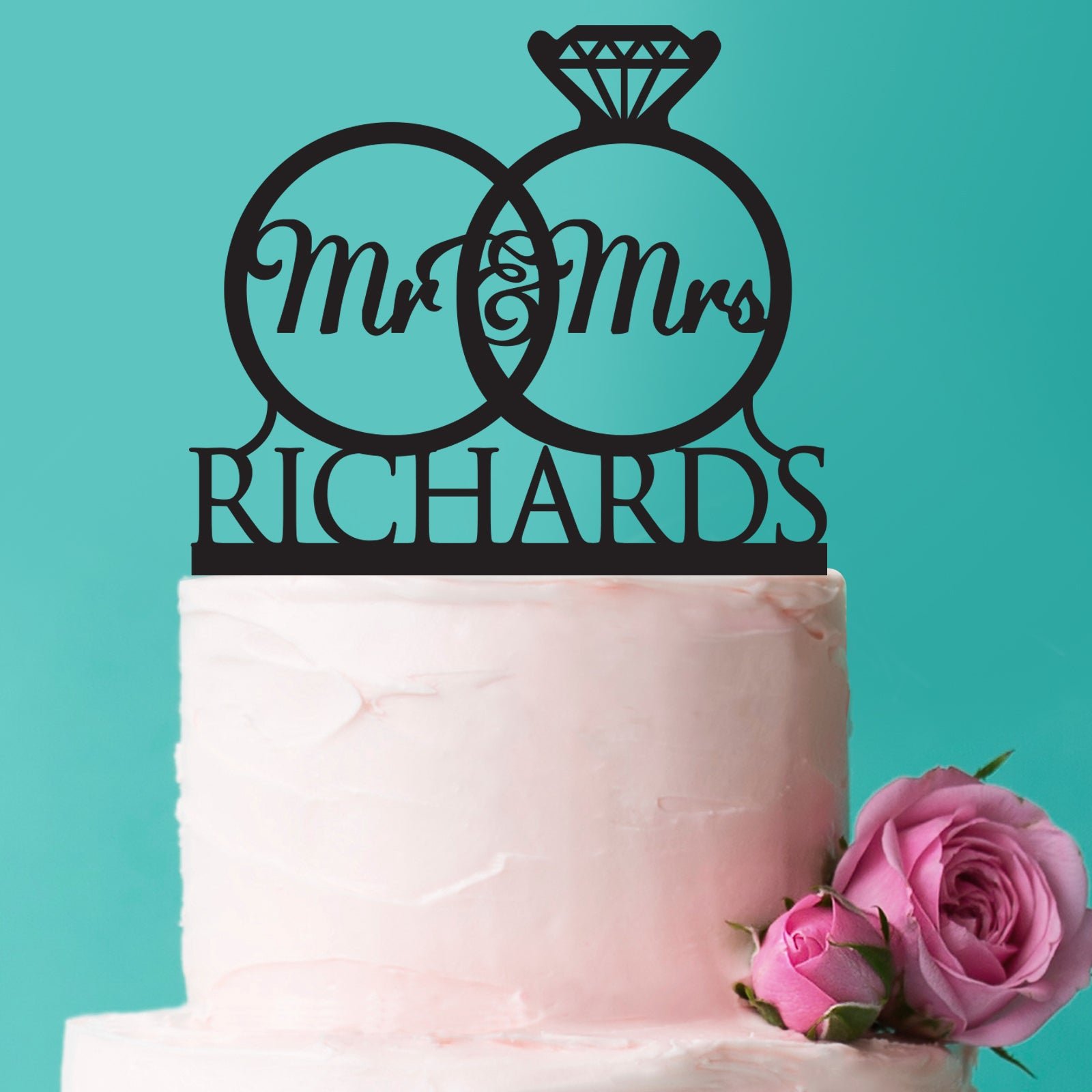 Wedding Rings Mr & Mrs Acrylic Cake Topper