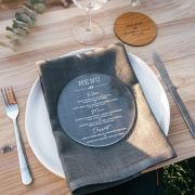 Engraved Round Acrylic Wedding Menus