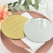 Engraved Round Mirror Acrylic Wedding Menus
