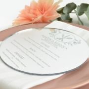 Engraved Round Mirror Acrylic Wedding Menus
