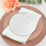 Engraved Round Mirror Acrylic Wedding Menus