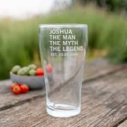 Engraved 425ml Schooner Beer Glass Birthday Gift