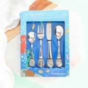 Engraved Stainless Steel Children’s Cutlery 4 Piece Set Sea Animals