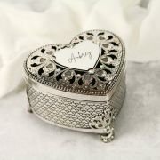 Engraved Silver Heart Jewellery Keepsake Box